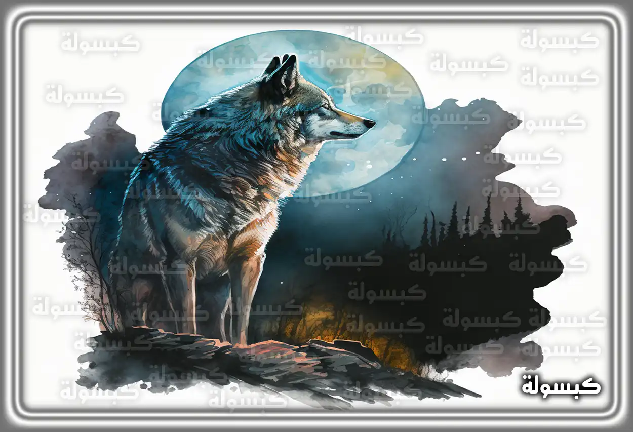 ذئب أسود يظهر أنيابه في الظلام كرمز لهجوم الذئب في الحلم