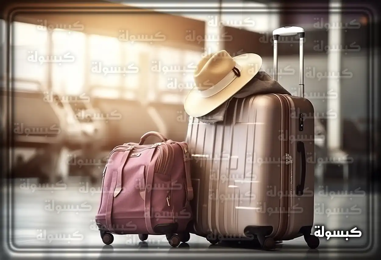 فتاة عزباء تجلس بجانب حقيبة سفر بيضاء