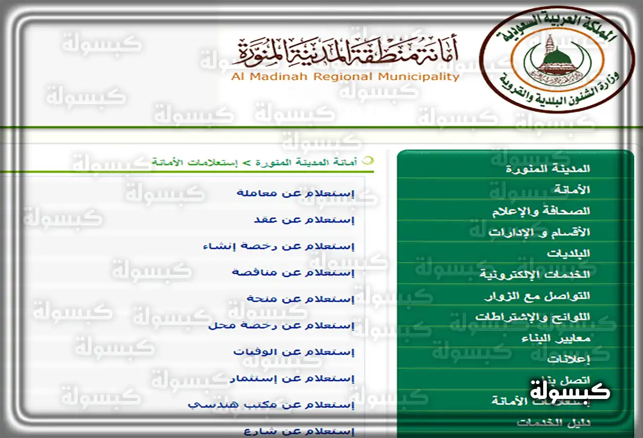واجهة خدمة الاستعلام عن الوفيات في موقع أمانة المدينة المنورة