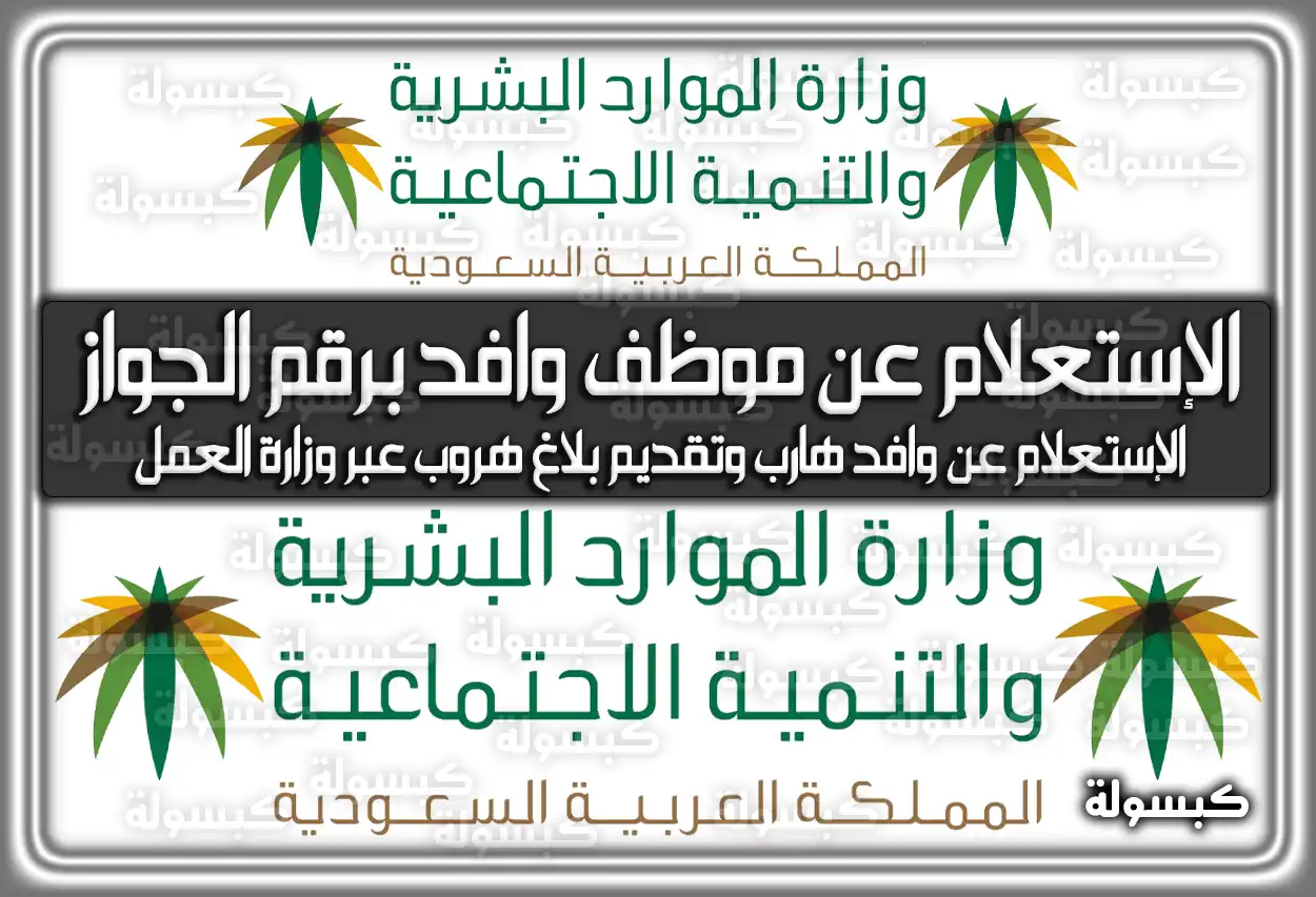 الإستعلام عن موظف وافد برقم الجواز