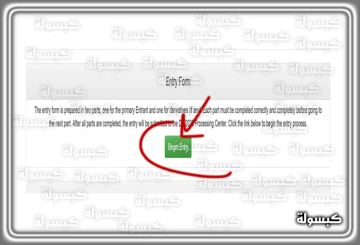 الضغط على زر Begin Entry