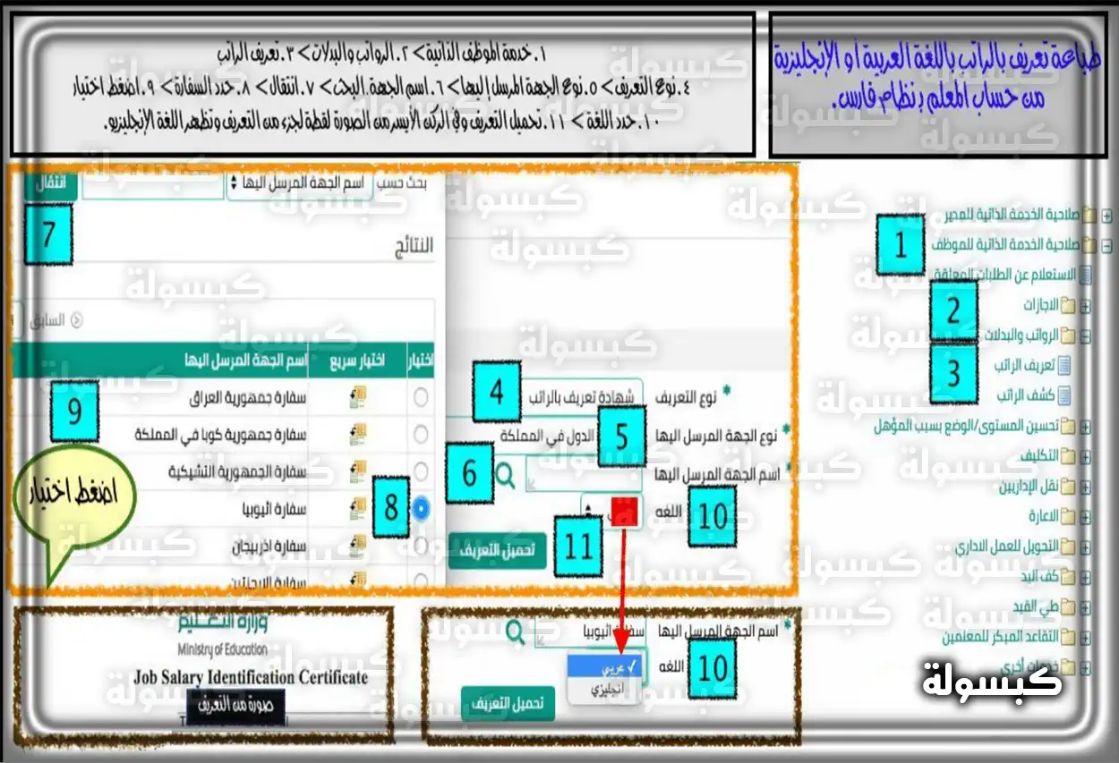 شرح خطوات الحصول على تعريف الراتب عبر بوابة فارس الإلكترونية