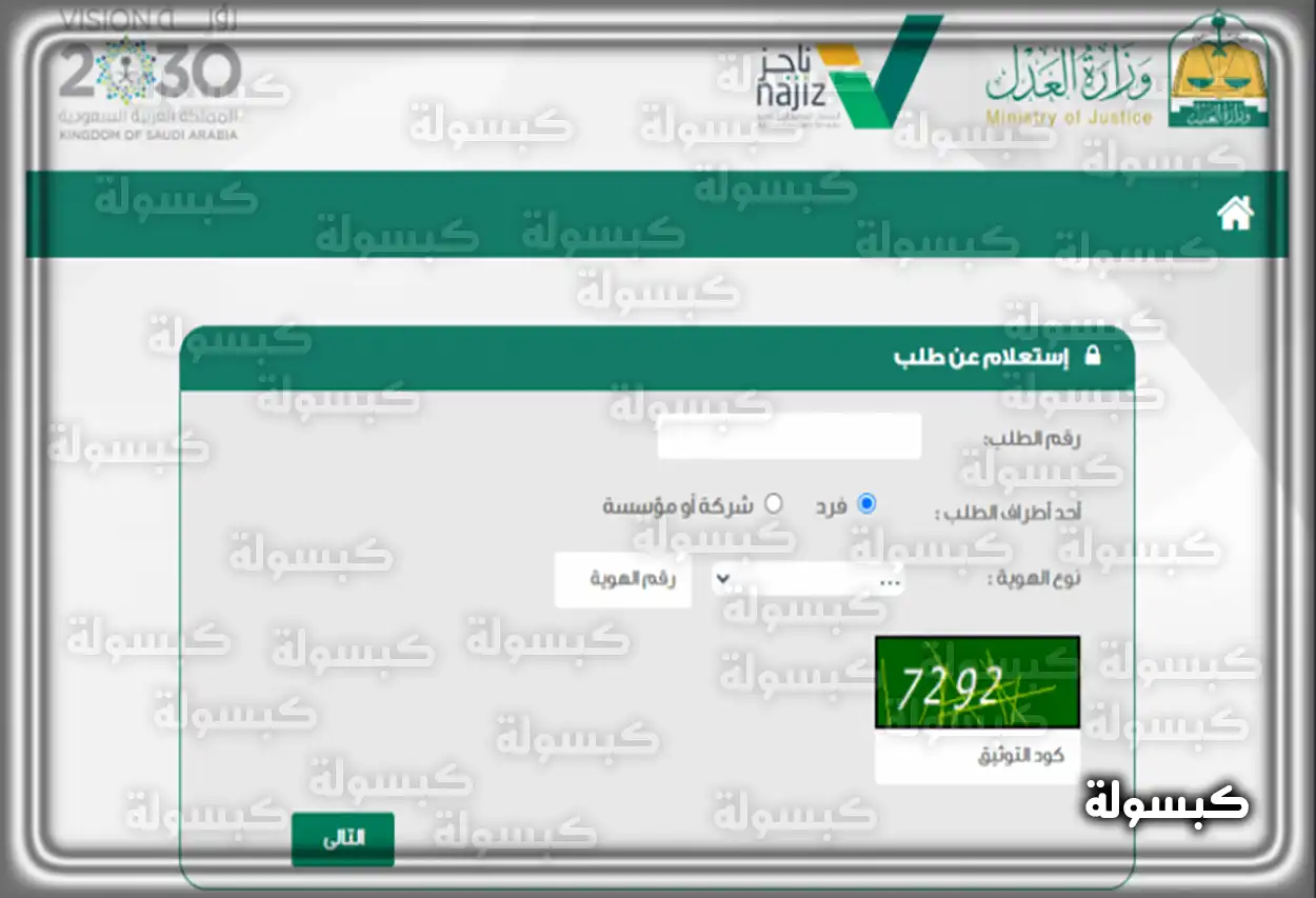 واجهة خدمة الاستعلام عن طلب تنفيذ في منصة ناجز
