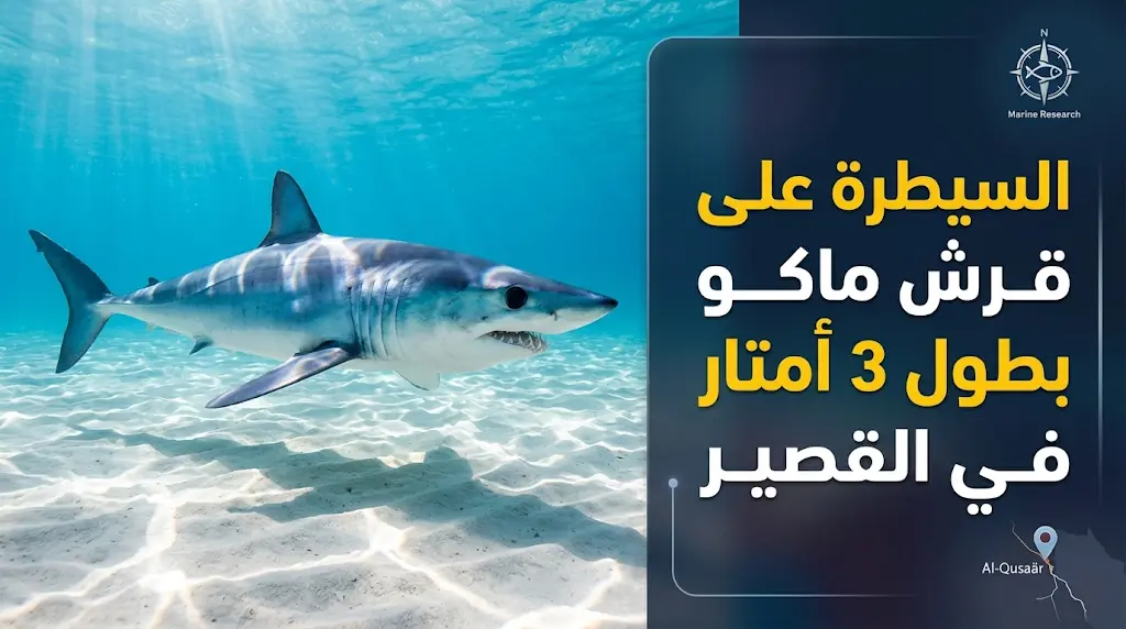 صيادون يسيطرون على قرش "ماكو" بطول 3 أمتار في مياه ضحلة بمدينة القصير