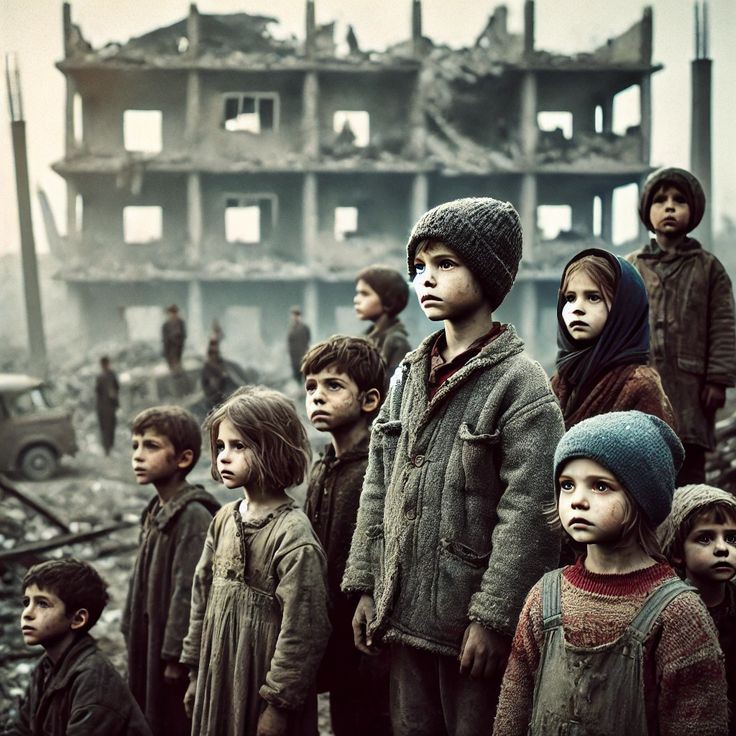 فتاة وحيدة تنظر إلى مشهد رمزي يعبر عن الصراع الداخلي