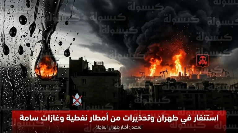 استنفار في طهران بعد غارات إسرائيلية واسعة وتحذيرات صحية للسكان من أمطار نفطية وغازات سامة