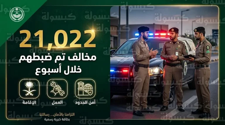الداخلية السعودية تعلن ضبط 21022 مخالفاً لأنظمة الإقامة والعمل وأمن الحدود في كافة مناطق المملكة خلال أسبوع