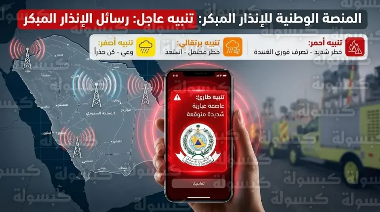 الدفاع المدني يصدر تنبيهاً عاجلاً بشأن الالتزام بإرشادات رسائل الإنذار المبكر عبر الهواتف المتنقلة