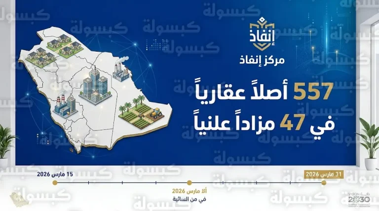 تفاصيل ومواعيد مزادات إنفاذ القادمة لبيع 557 عقاراً من 15 إلى 31 مارس 2026
