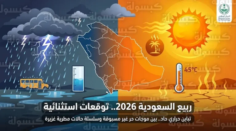 ربيع استثنائي في السعودية 2026.. الأرصاد تتوقع تقلبات حادة وأمطاراً غزيرة في رمضان والعيد