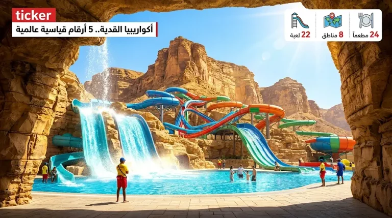 أكواريبيا القدية تحطم 5 أرقام قياسية عالمية وتبدأ استقبال الزوار بأطول وأعلى أفعوانية مائية في العالم