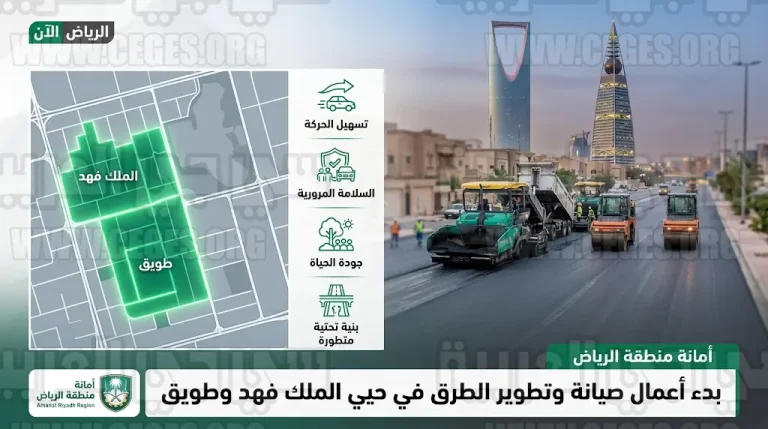 أمانة الرياض تبدأ تنفيذ مشاريع صيانة وتطوير الطرق في حيي الملك فهد وطويق
