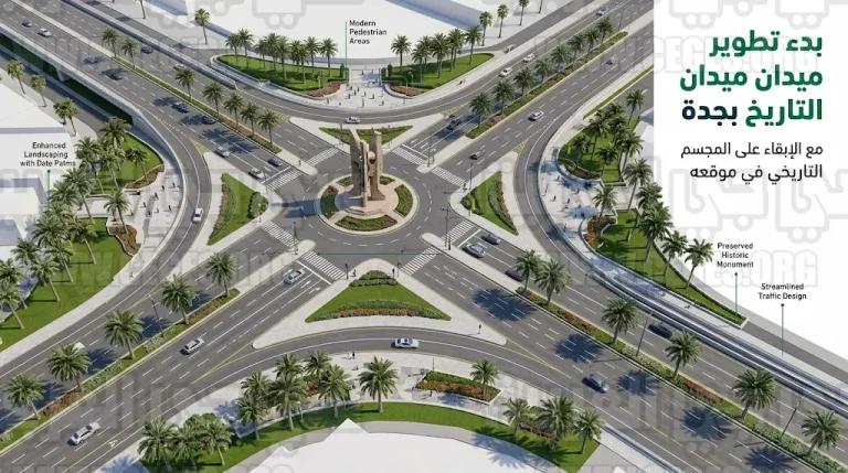 أمانة جدة تبدأ أعمال تطوير ميدان التاريخ مع الحفاظ على المجسم الشهير ودمجه في التصميم الجديد