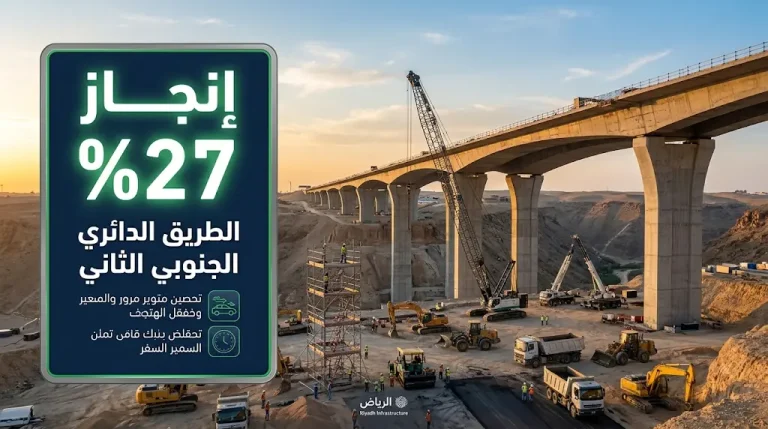 إنجاز 27% من أعمال الطريق الدائري الجنوبي الثاني بالرياض لفك الاختناقات المرورية في العاصمة