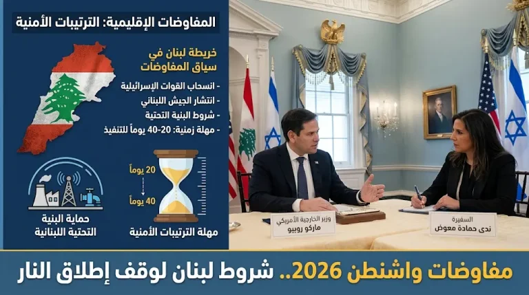 تفاصيل مطالب لبنان الثلاثة في مفاوضات واشنطن 2026 لضمان وقف إطلاق النار