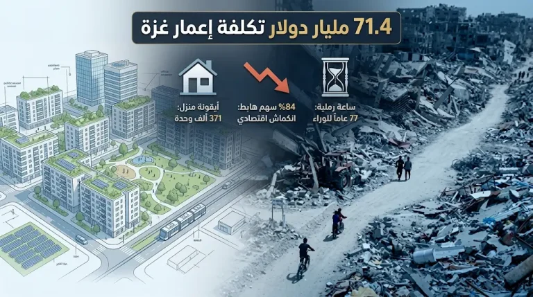 تقييم دولي يكشف تراجع التنمية في غزة 77 عاماً إلى الوراء وحاجة القطاع لـ 71.4 مليار دولار للإعمار