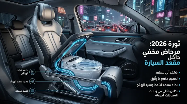 ثورة في تصميم مقصورات السيارات 2026 بابتكار صيني يدمج مرحاضاً مخفياً أسفل المقاعد