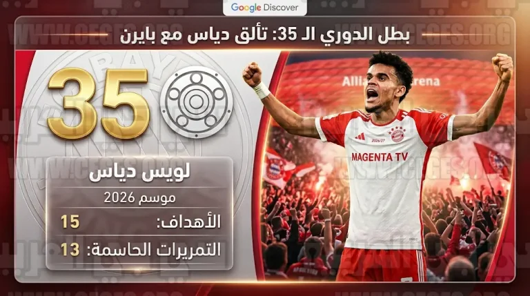 لويس دياس يقود بايرن ميونيخ لحسم لقب الدوري الألماني 2026 للمرة الـ35 في تاريخه