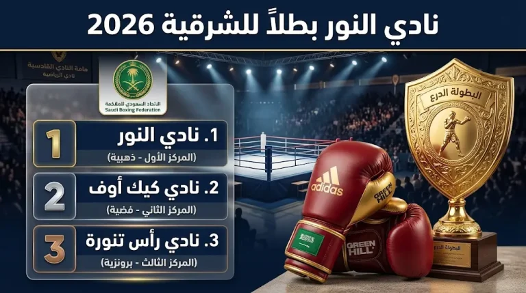 نادي النور يتوج بطلاً لبطولة المنطقة الشرقية للملاكمة 2026 بمشاركة قياسية لـ 460 ملاكماً وملاكمة