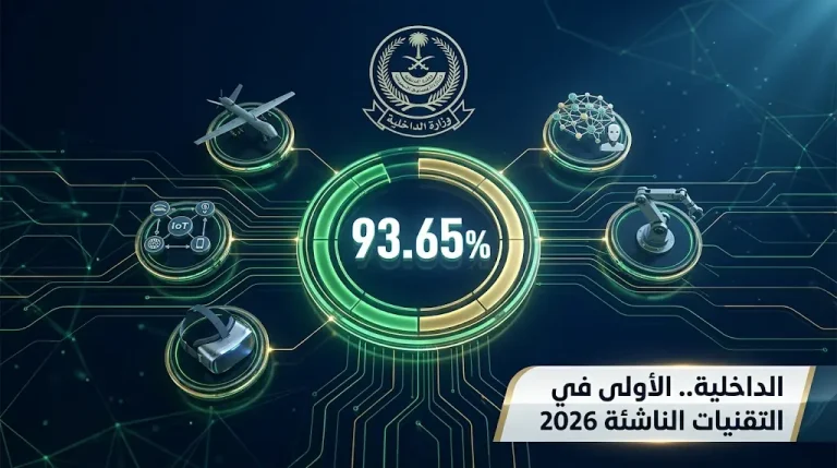 وزارة الداخلية تتصدر الجهات الحكومية وتحقق المركز الأول في تبني التقنيات الناشئة لعام 2026 بنسبة 93.65%