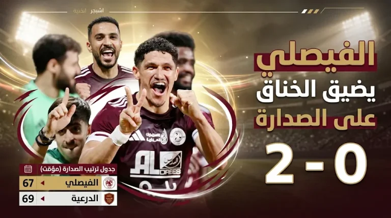 الفيصلي يهزم الجبلين بثنائية ويضيق الخناق على الدرعية في ترتيب دوري يلو بعد الجولة 32