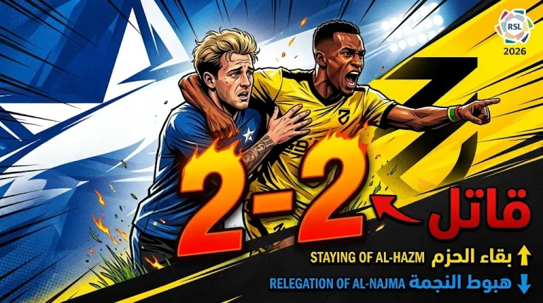 النجمة يخطف تعادلاً قاتلاً من الحزم 2-2.. والسومة يعزز صدارته لهدافي دوري روشن التاريخيين.