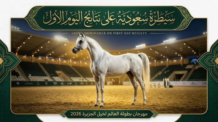 سيطرة سعودية واضحة على فئات المهرات والأفراس في اليوم الأول من مهرجان بطولة العالم لخيل الجزيرة 2026.